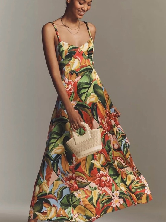 FARM Rio Dresses & Skirts - FARM Rio Bold Tropical Maxi Dress in Green, Yellow, Orange